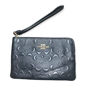 COACH Corner Zip Wristlet In Signature Leather